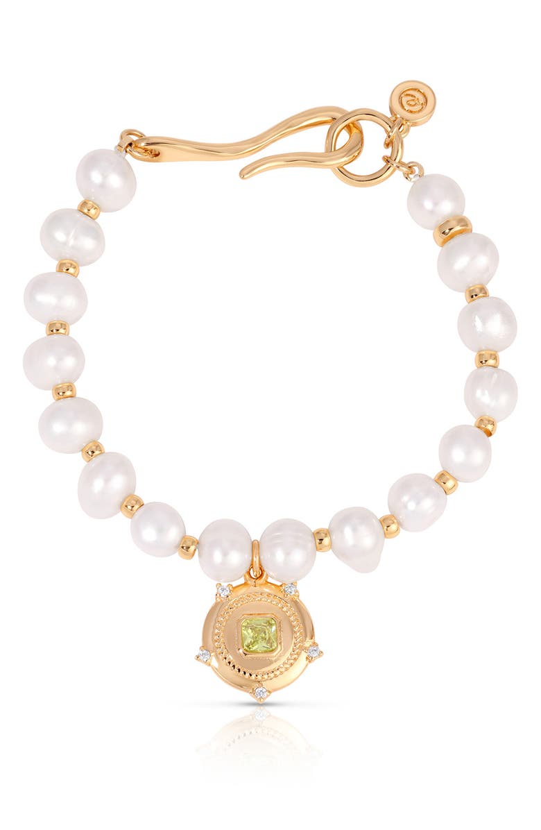 Ettika Eternal Gleam Freshwater Pearl Bracelet, Main, color, Peridot