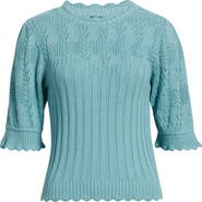 Wit & Wisdom Mixed Stitch Elbow Sleeve Sweater