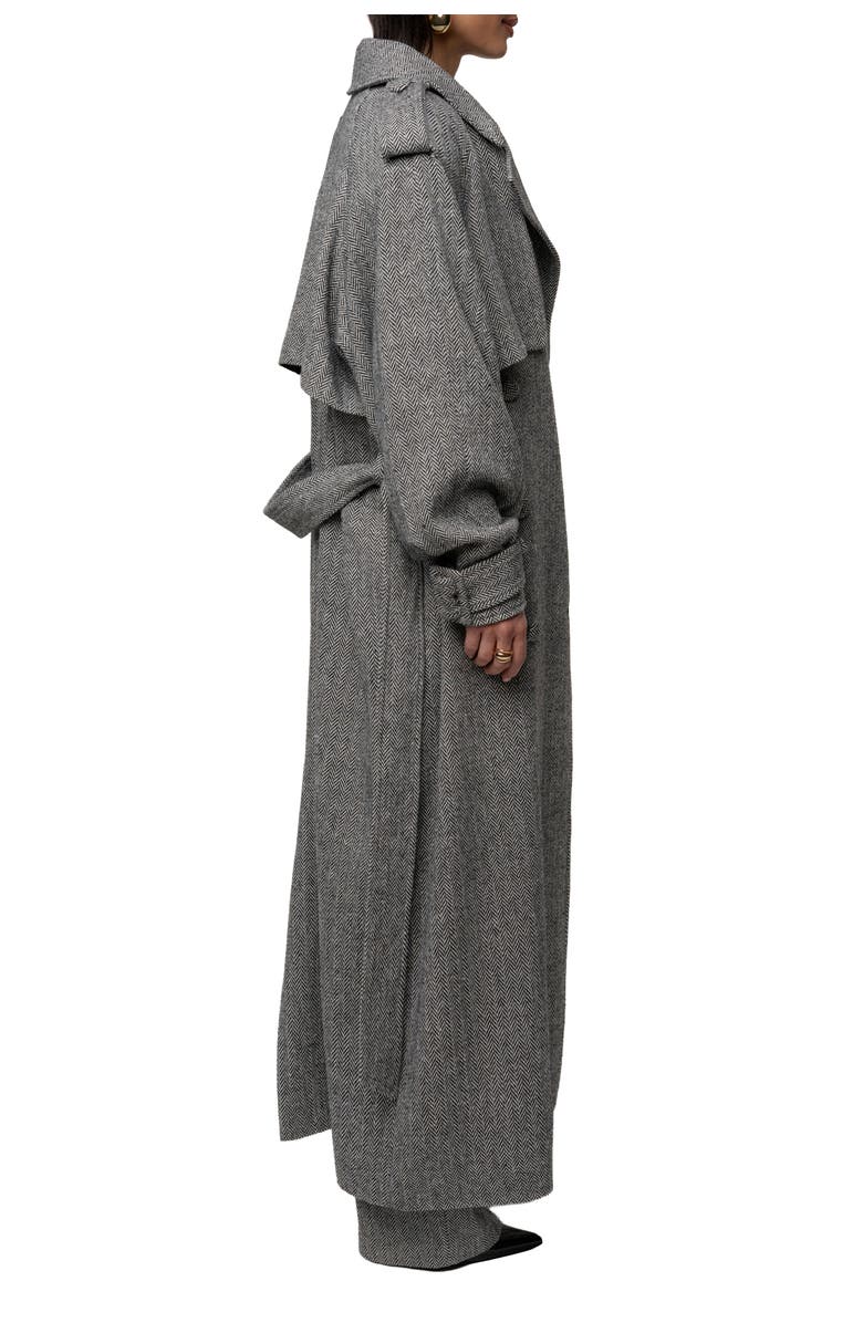 JLUXLABEL Herringbone Oversized Trench Coat, Alternate, color, Black