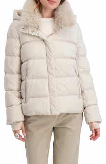 Tahari Vera Faux Fur Trim Hooded Puffer Coat