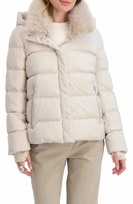 Tahari Vera Faux Fur Trim Hooded Puffer Coat