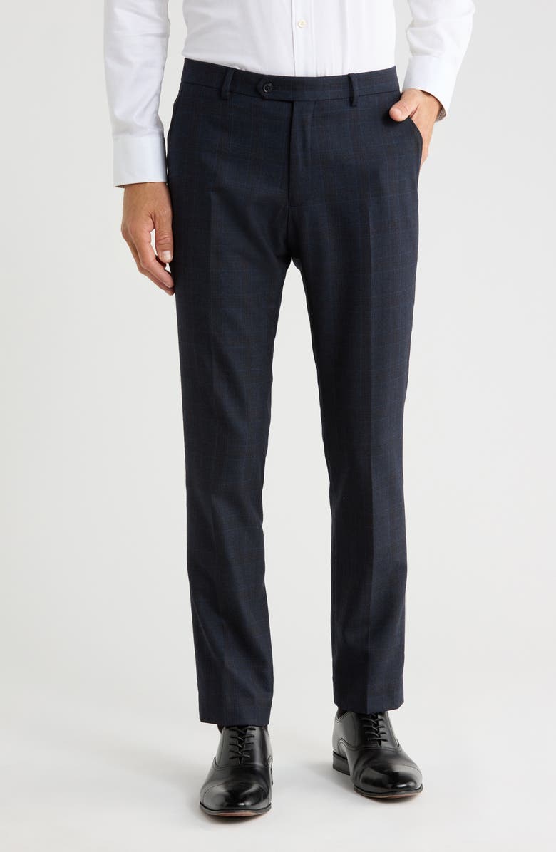 Tommy Hilfiger Wool Dress Pants, Main, color, Navy/ Brown