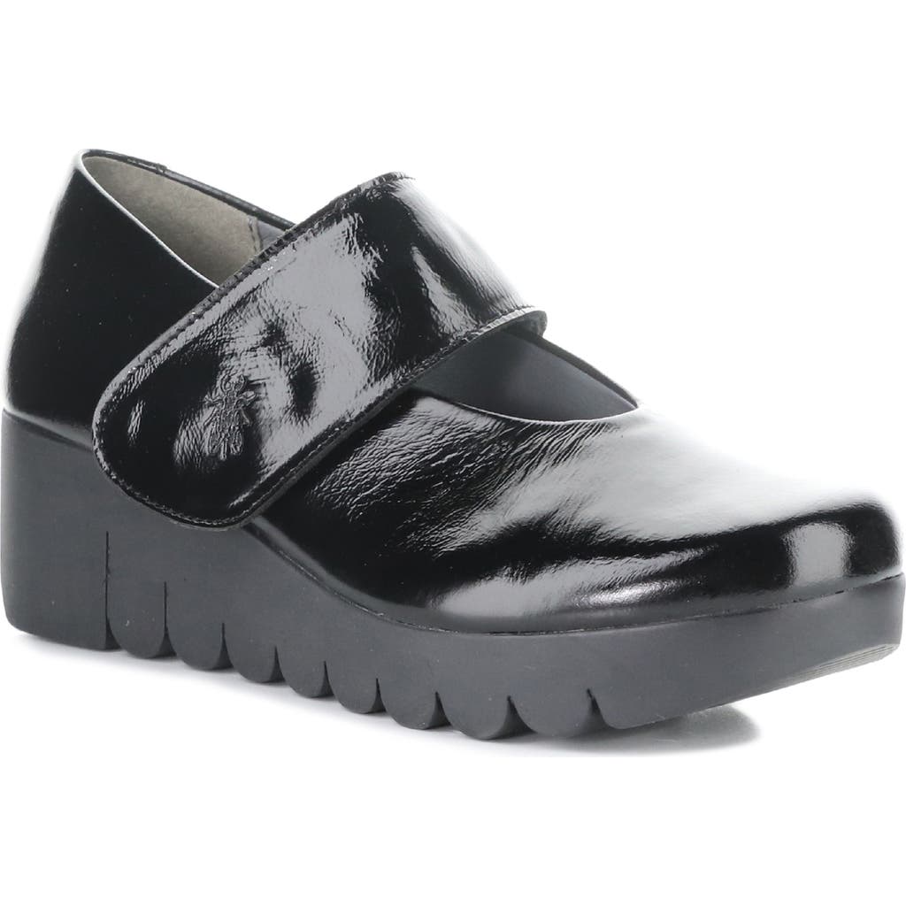 Fly London Vari Mary Jane Platform Wedge Pump In Black
