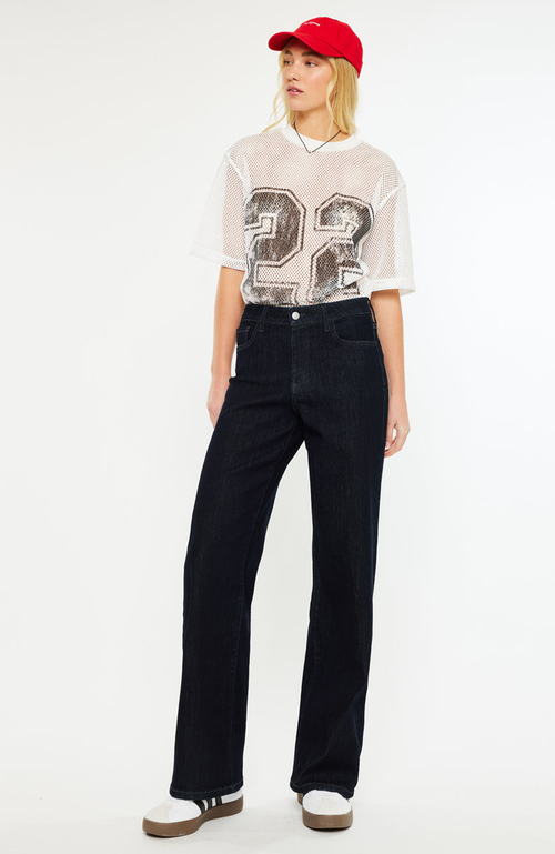 Kancan Norie High Rise Wide Leg Jeans In Black