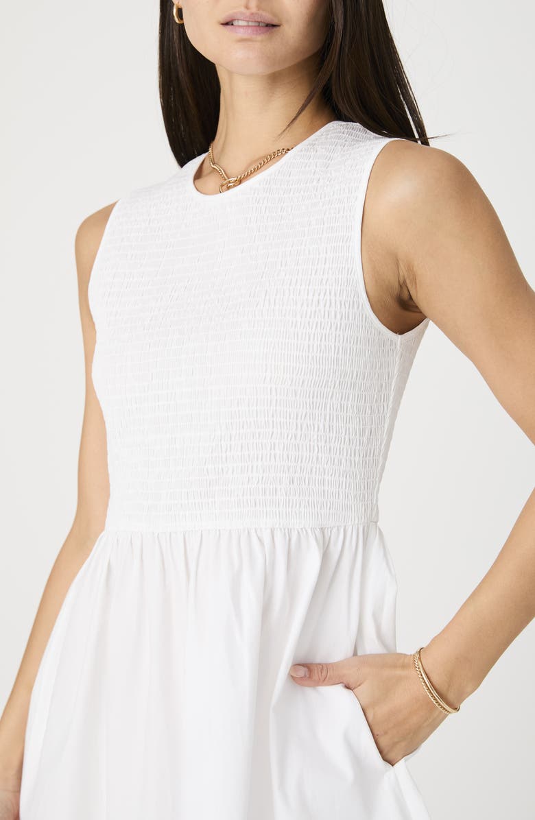 French Connection Smocked Sleeveless A-Line Dress, Alternate, color, Summer White