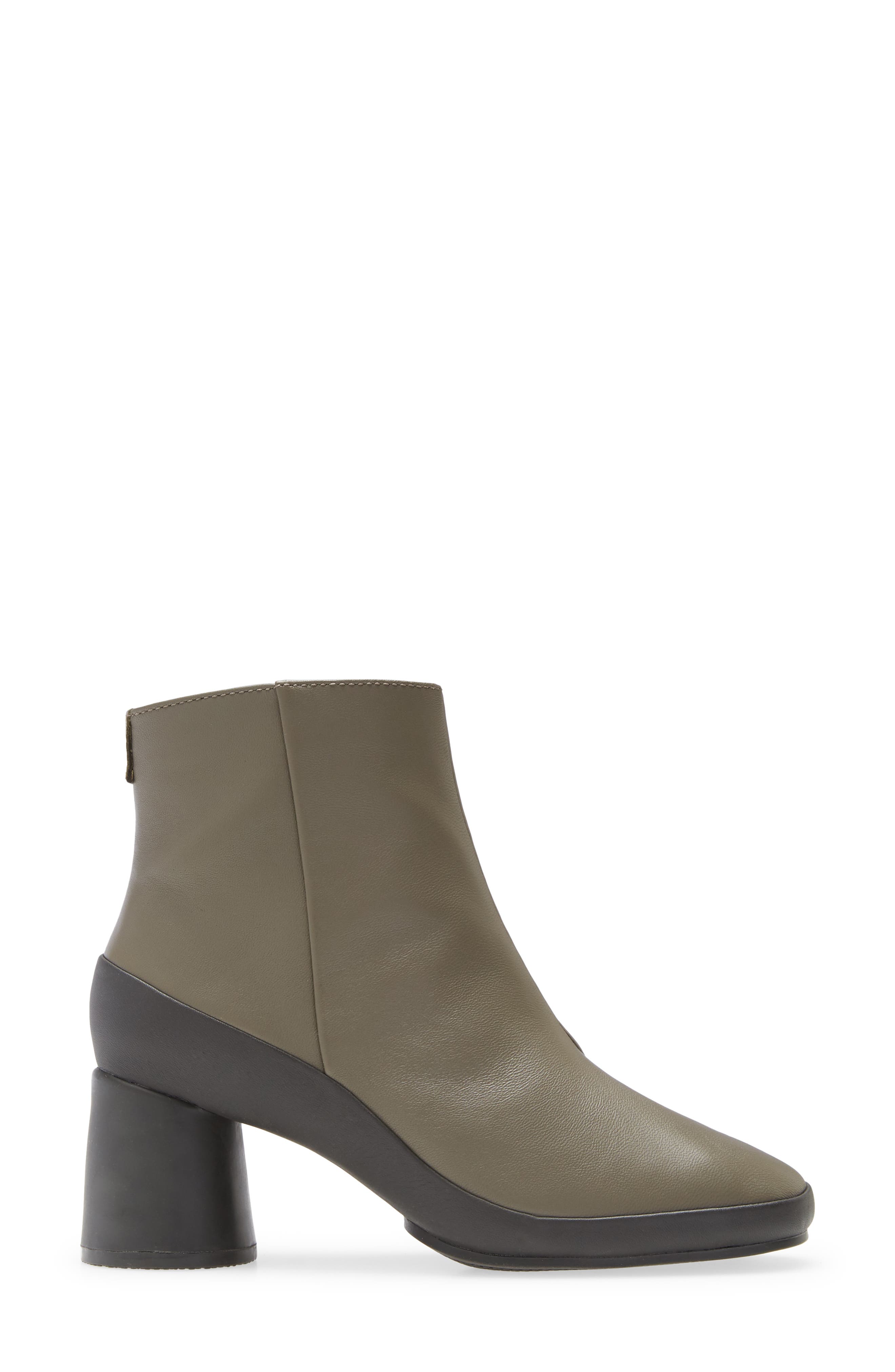 Upright Column Heel Bootie, Alternate, color, DARK GREEN LEATHER