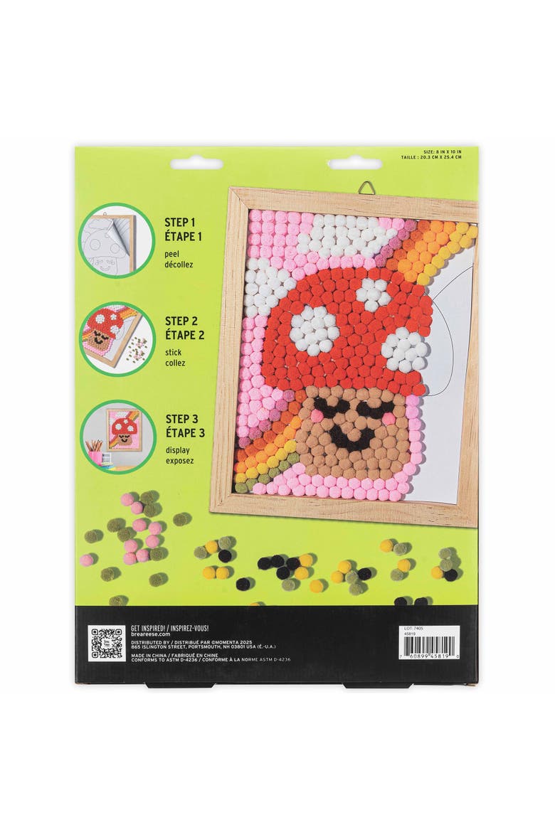 Pom Art Kit, Fuzzy Mushroom, Diy Peel & Stick Craft Set, Alternate, color, Multicolored