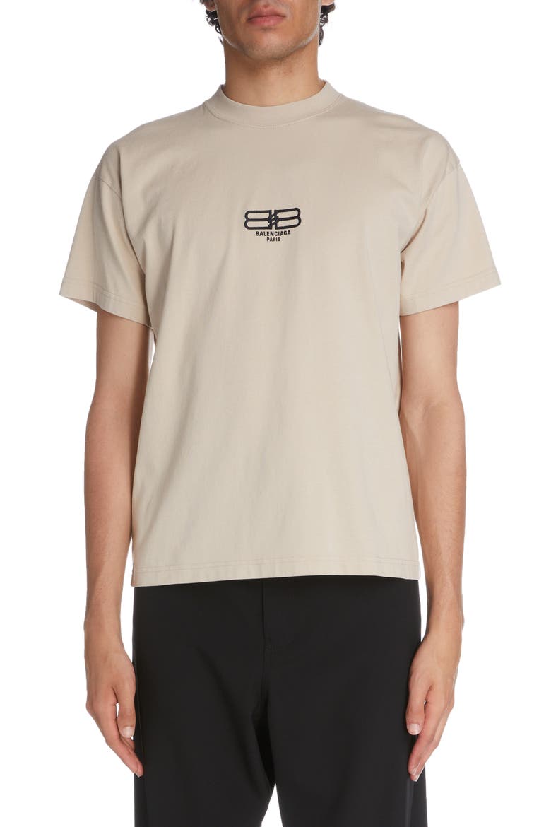 Men's License Logo Cotton T-Shirt, Main, color, BEIGE/ BLACK