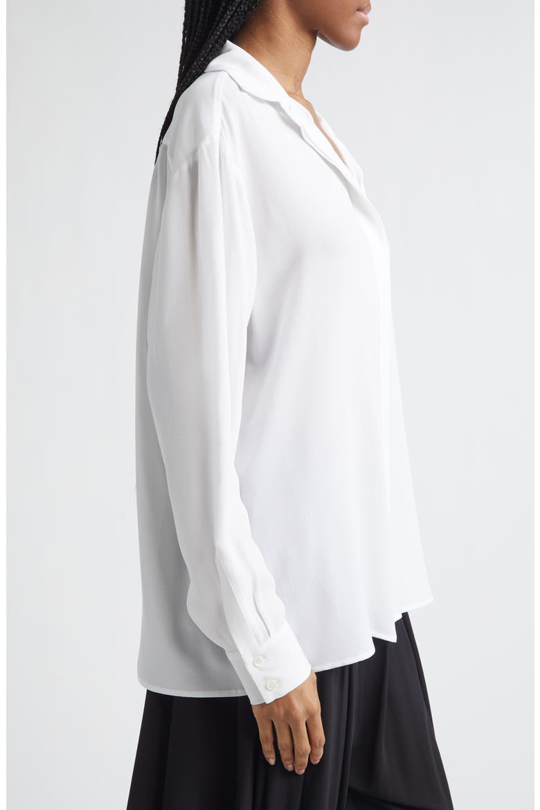 Silk Georgette Button-Up Shirt, Alternate, color, OPTIC WHITE 100