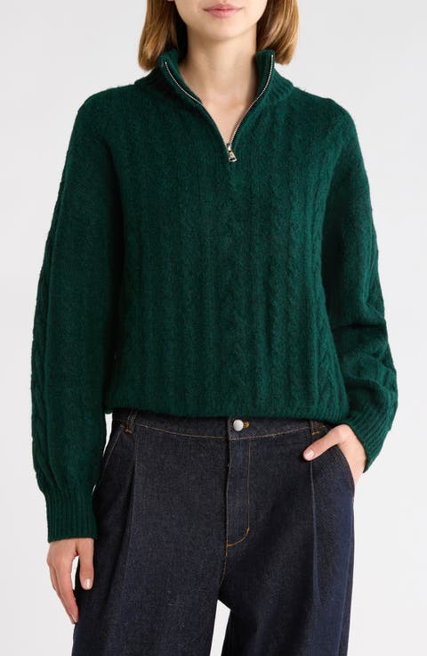 West Half Zip Cable Knit Sweater