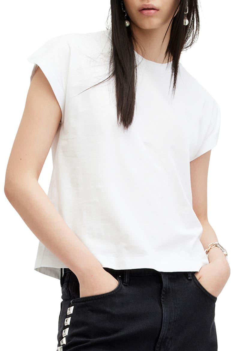 Rue Slit Sleeve Cotton T-Shirt, Main, color, OPTIC WHITE