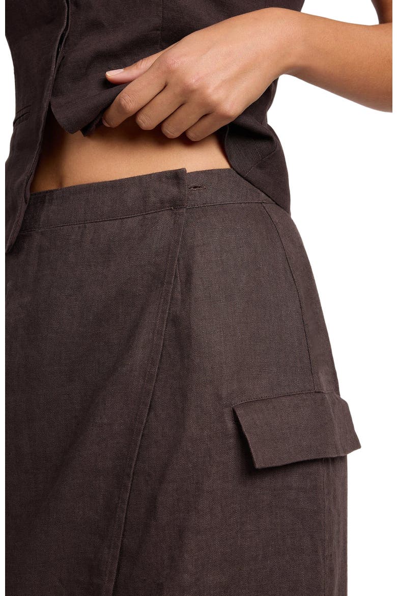 Linen Utility Wrap Maxi Skirt, Alternate, color, ESPRESSO
