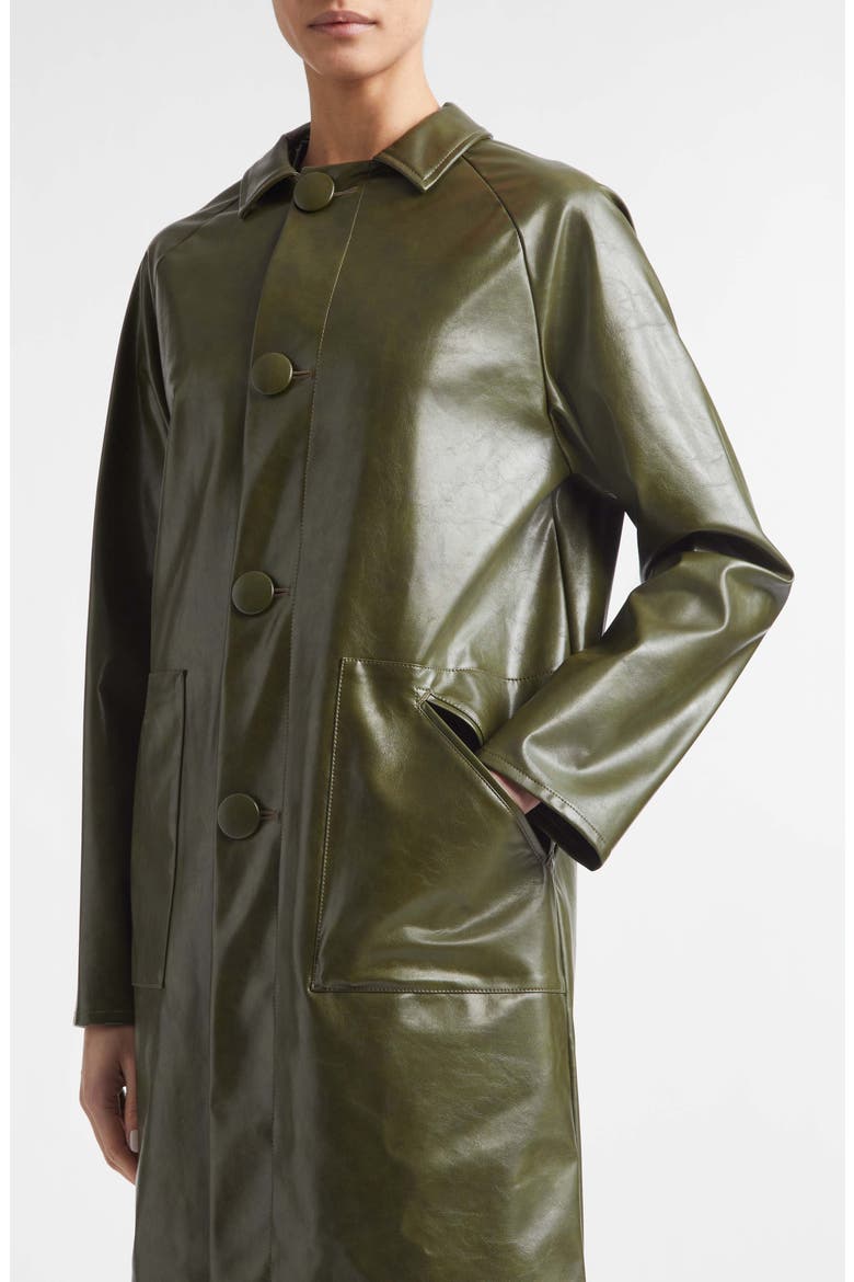 Faux Leather Coat, Alternate, color, FOREST GREEN