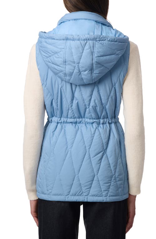 Bernardo Quilted Hooded Recycled Polyester Vest In Aqua Blue