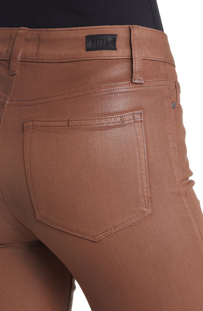 PAIGE Cindy Coated High Waist Ankle Straight Leg Jeans, Alternate, color, Cognac Luxe Coating