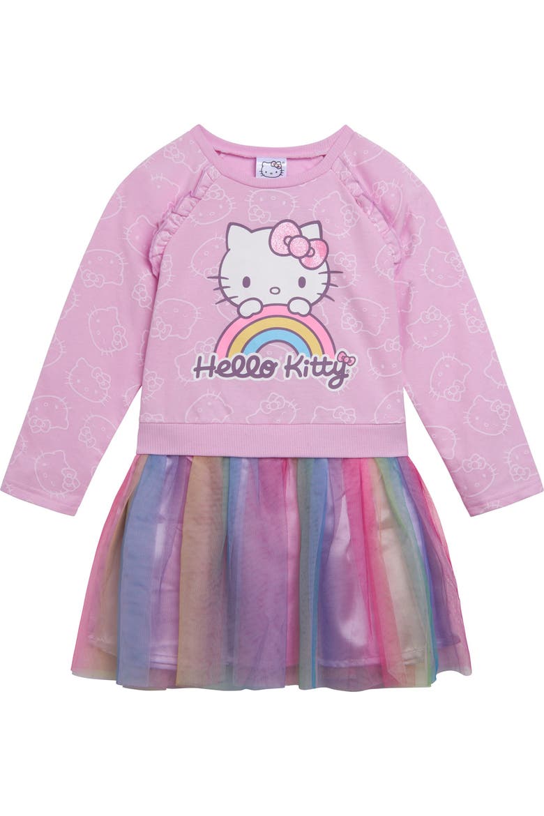 Long Sleeve Tutu Dress, Main, color, Hello Kitty Pink