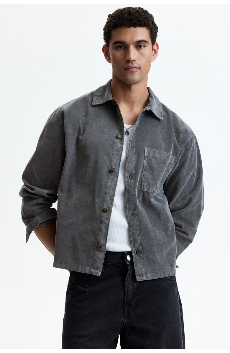 H&M Relaxed-fit boxy corduroy shirt, Main, color, Gray