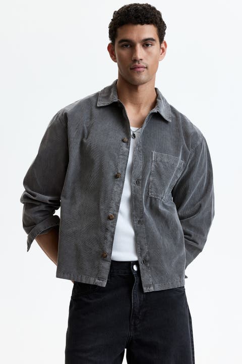 Relaxed-fit boxy corduroy shirt
