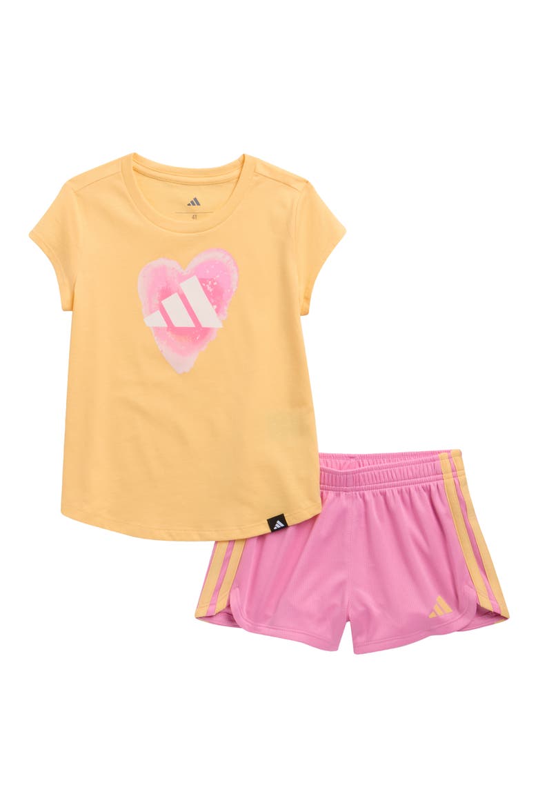Kids' Logo T-Shirt & Shorts Set, Main, color, ICE TANGERINE