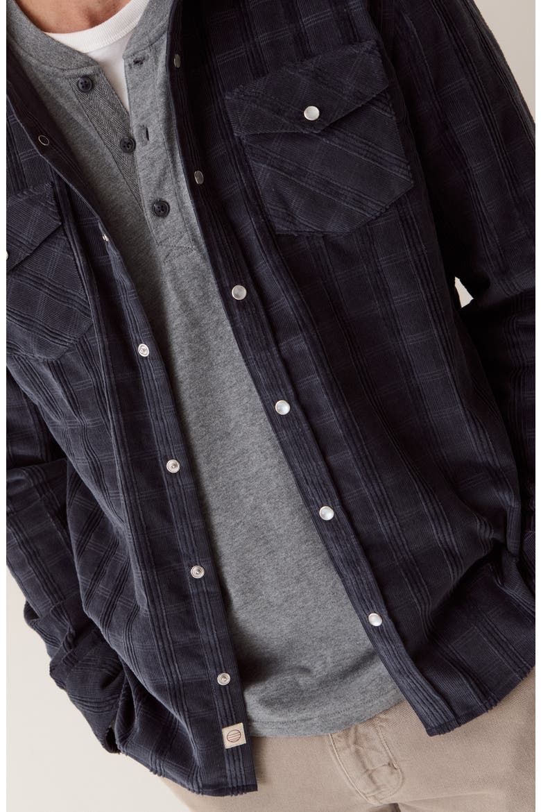 The Clark Check Cotton Corduroy Snap-Up Western Shirt, Alternate, color, NAVY