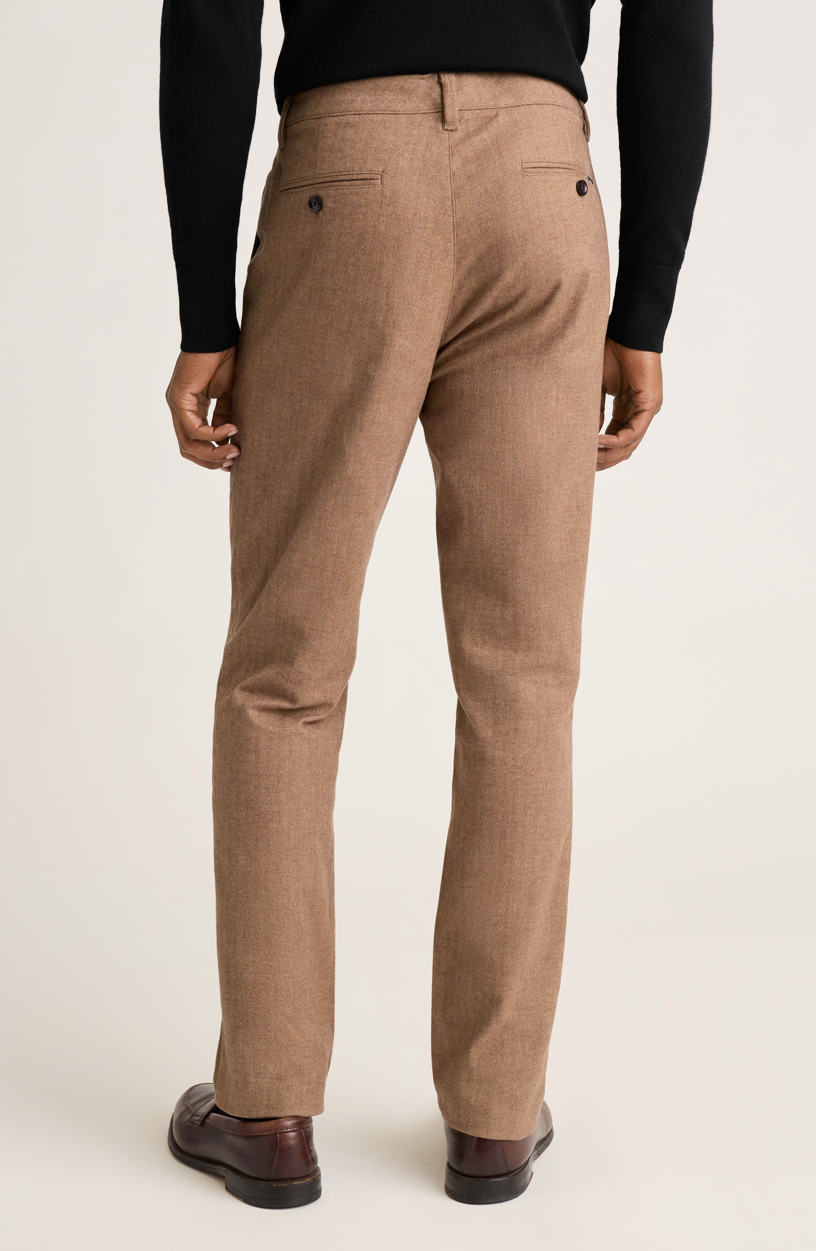 Flat Front Brushed Cotton Herringbone Chinos - image 4
