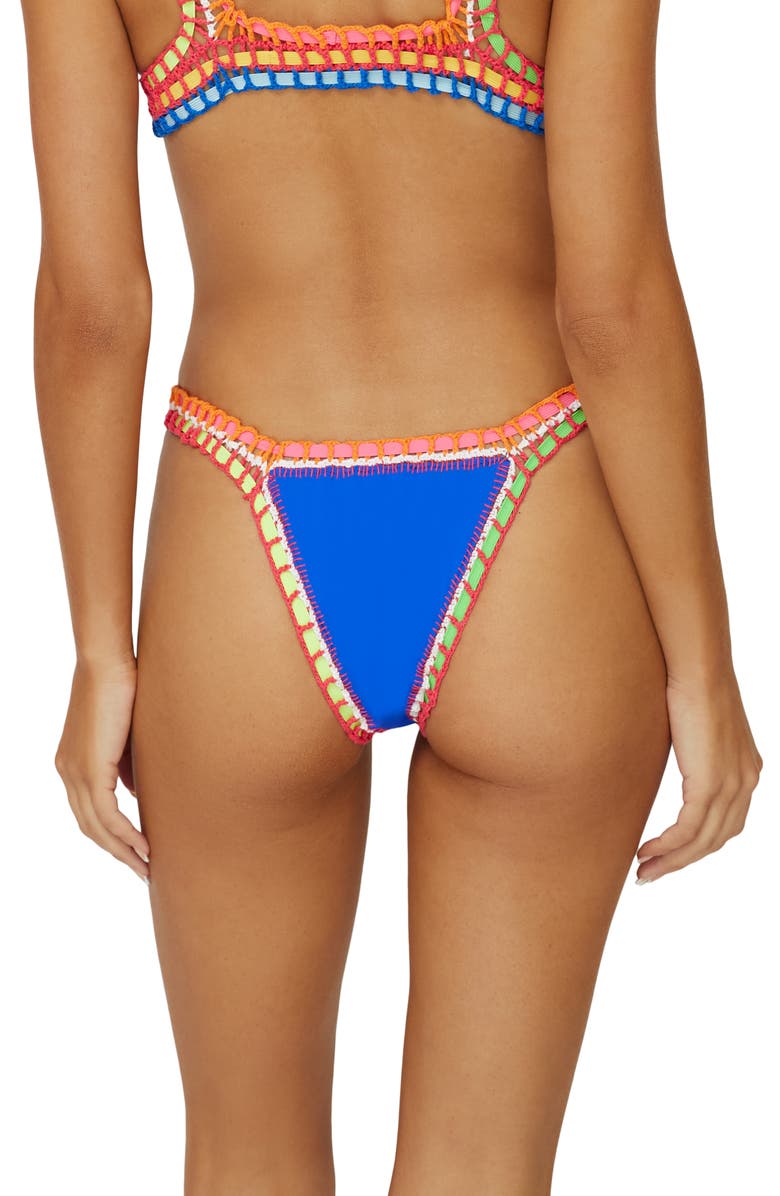 PQ SWIM Colorful Whipstitch Trim Bikini Bottoms, Alternate, color, Waverly