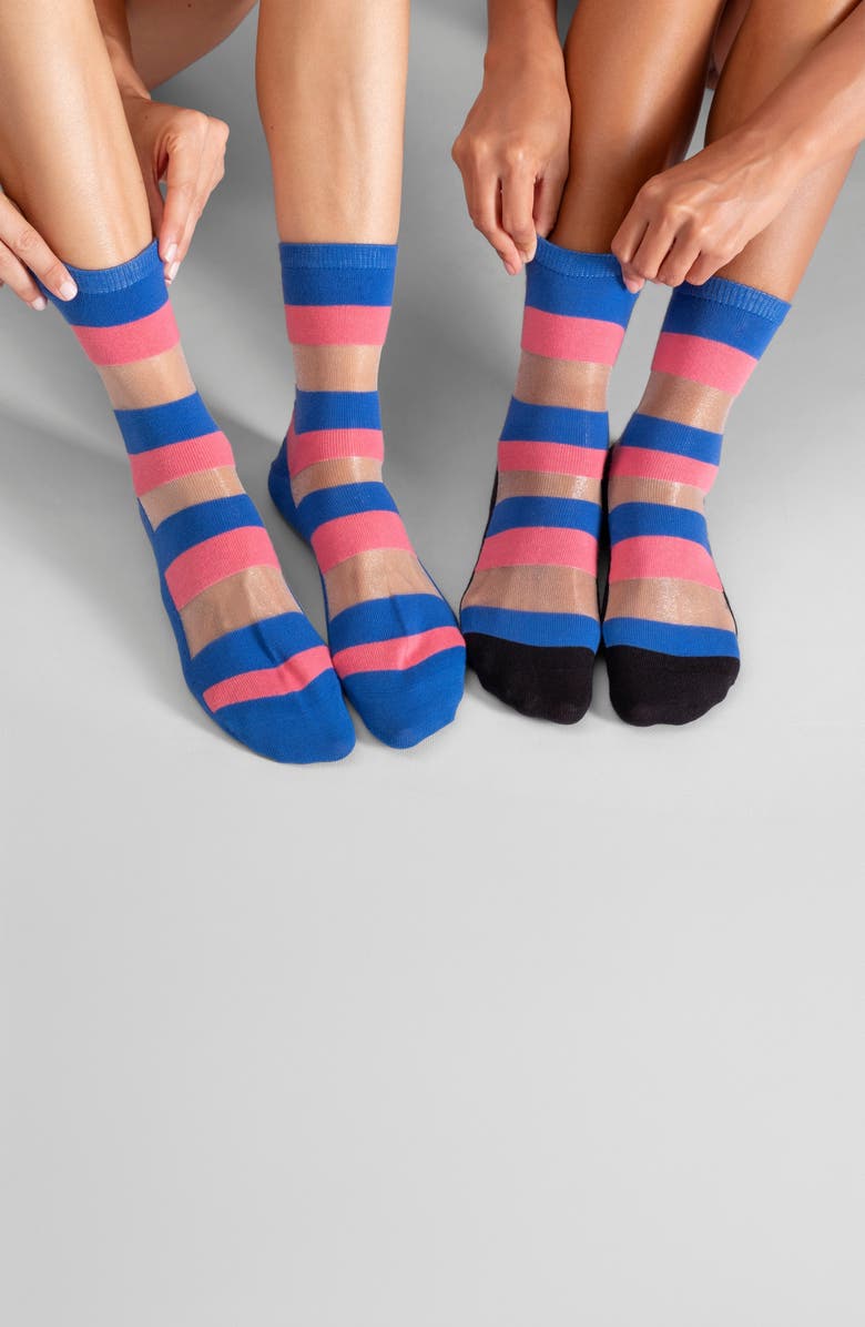 LECHERY<sup>®</sup> 2-Pack Stripes Sheer Crew Socks, Alternate, color, 