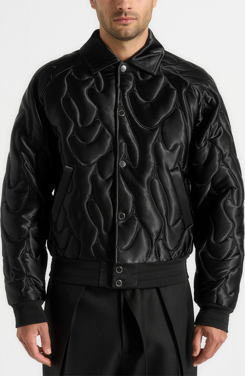 Manière De Voir Ugo Satin Embroidered Jacket, Alternate, color, Black