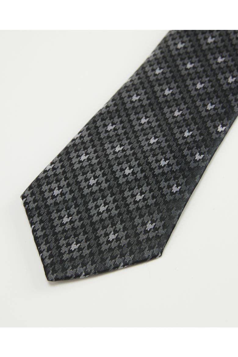 Houndstooth Mosaic Silk Jacquard Tie, Alternate, color, Charcoal