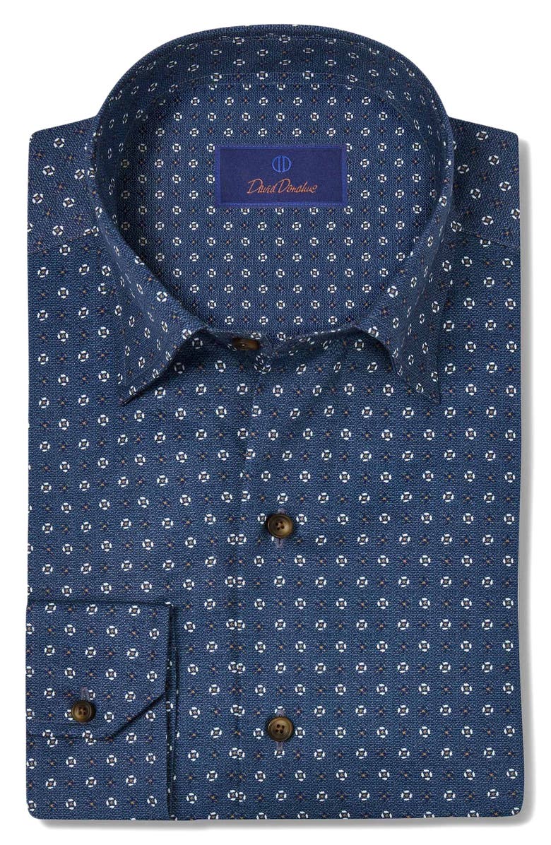 David Donahue Geometric Print Sport Shirt, Main, color, 