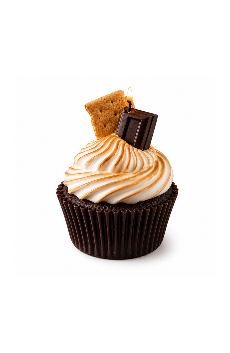 Southlake gifts S'more Cupcake Candle, Main, color, Dark Brown / Tan