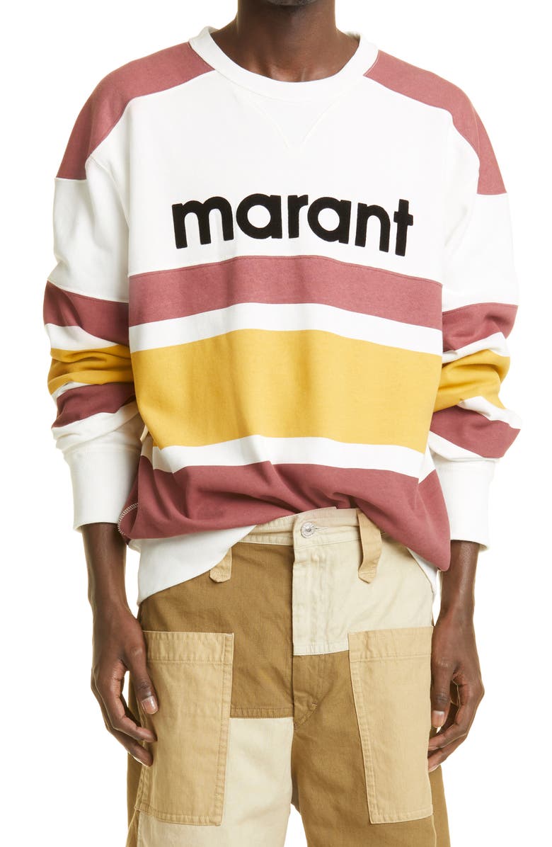 Isabel Marant Meyoan Logo Stripe Sweatshirt, Main, color, 