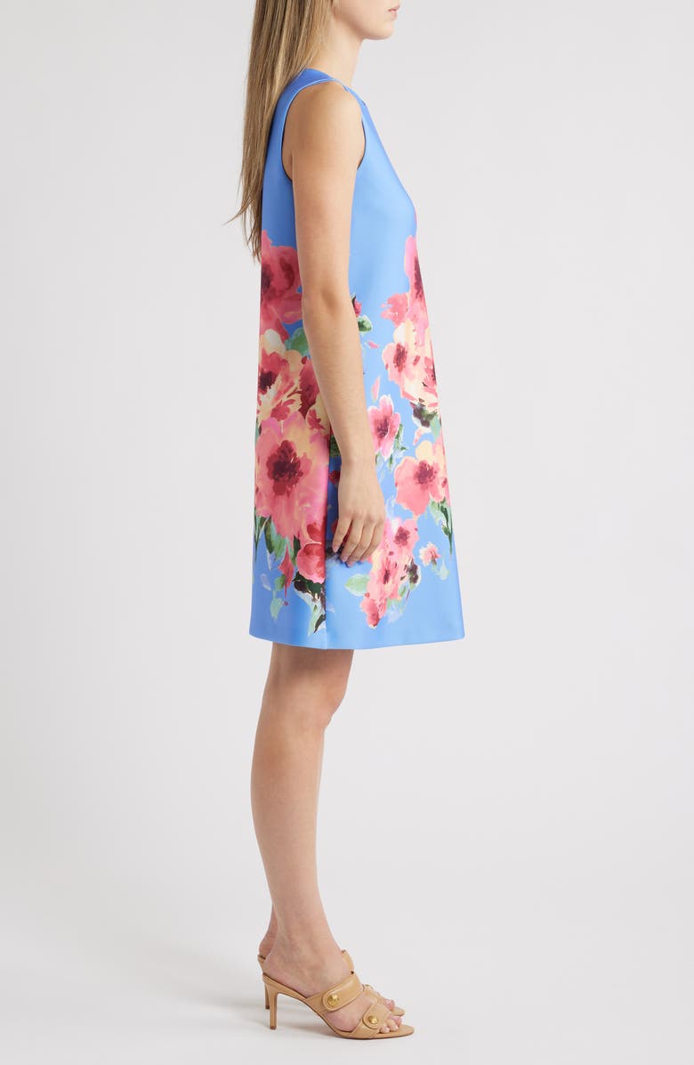 Anne Klein Sleeveless Shift Dress, Alternate, color, Azurine Multi