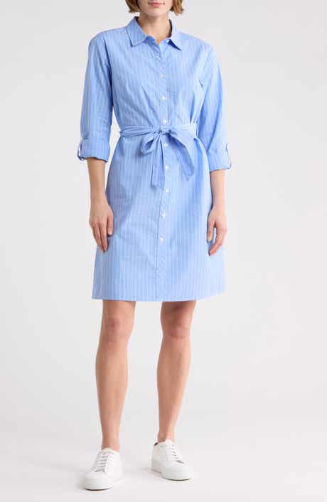Stripe Long Sleeve Cotton Shirtdress