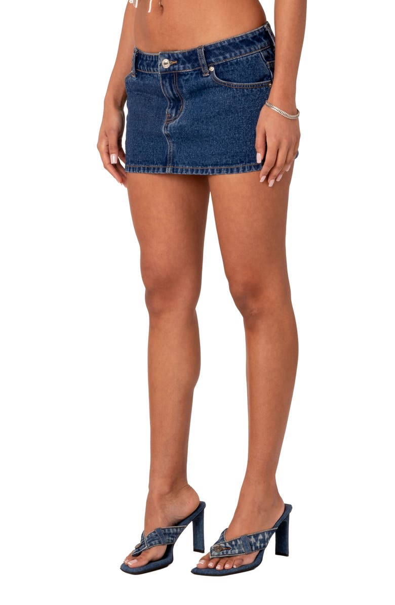 EDIKTED Spencer Low Rise Denim Skirt, Alternate, color, Blue
