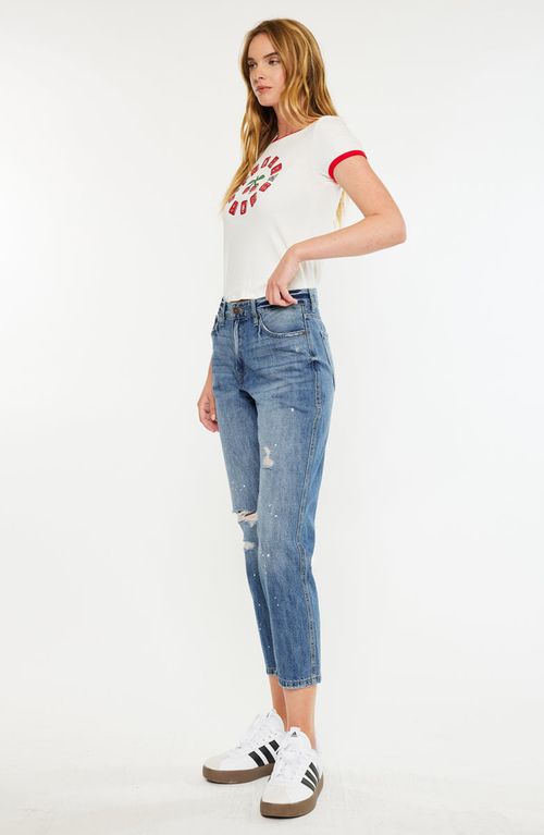 Kancan Lorelei Ultra High Rise Mom Jeans In Blue