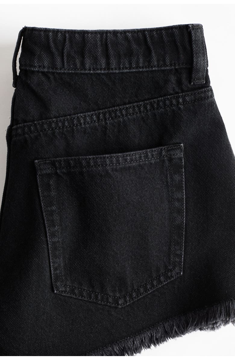H&M Frayed Denim Shorts, Alternate, color, Black