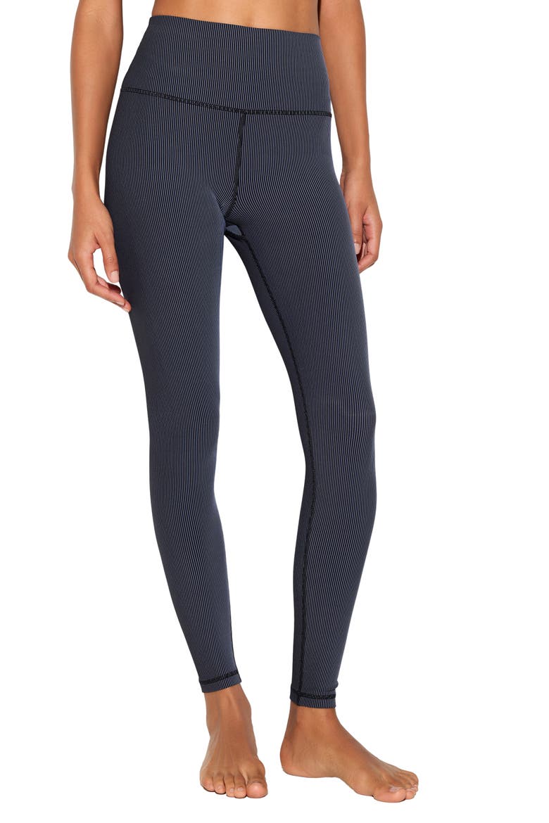 Lotus Two-Tone High Waist 7/8 Leggings, Main, color, BLACK