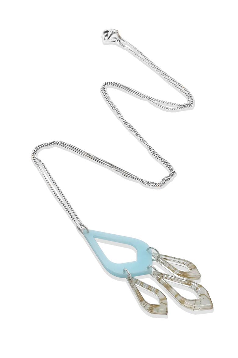 Feather Drop Pendant - Island Blue & Shell, Alternate, color, Island Blue & Shell
