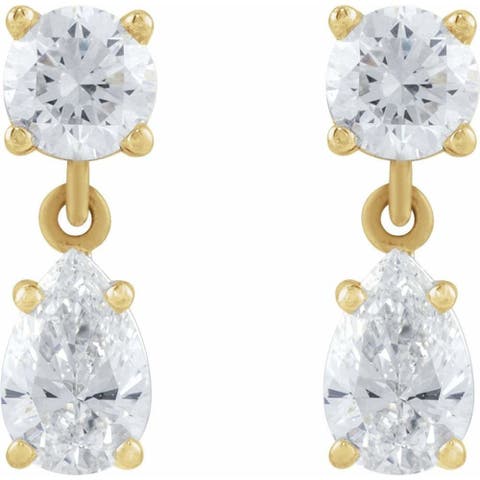 1 1/6 CT Lab-Grown Diamond Two-Stone Earrings in 14K Gold