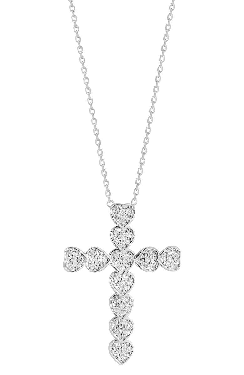 GLAZE JEWELRY 14K Yellow Gold Vermeil Pave CZ Cross Pendant Necklace, Main, color,