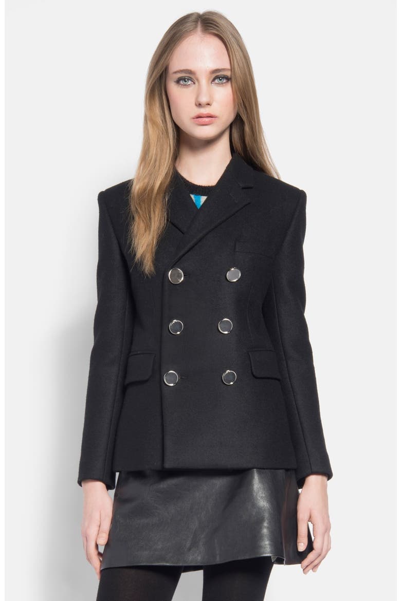 Double Breasted Wool Jacket, Main, color, BLACK