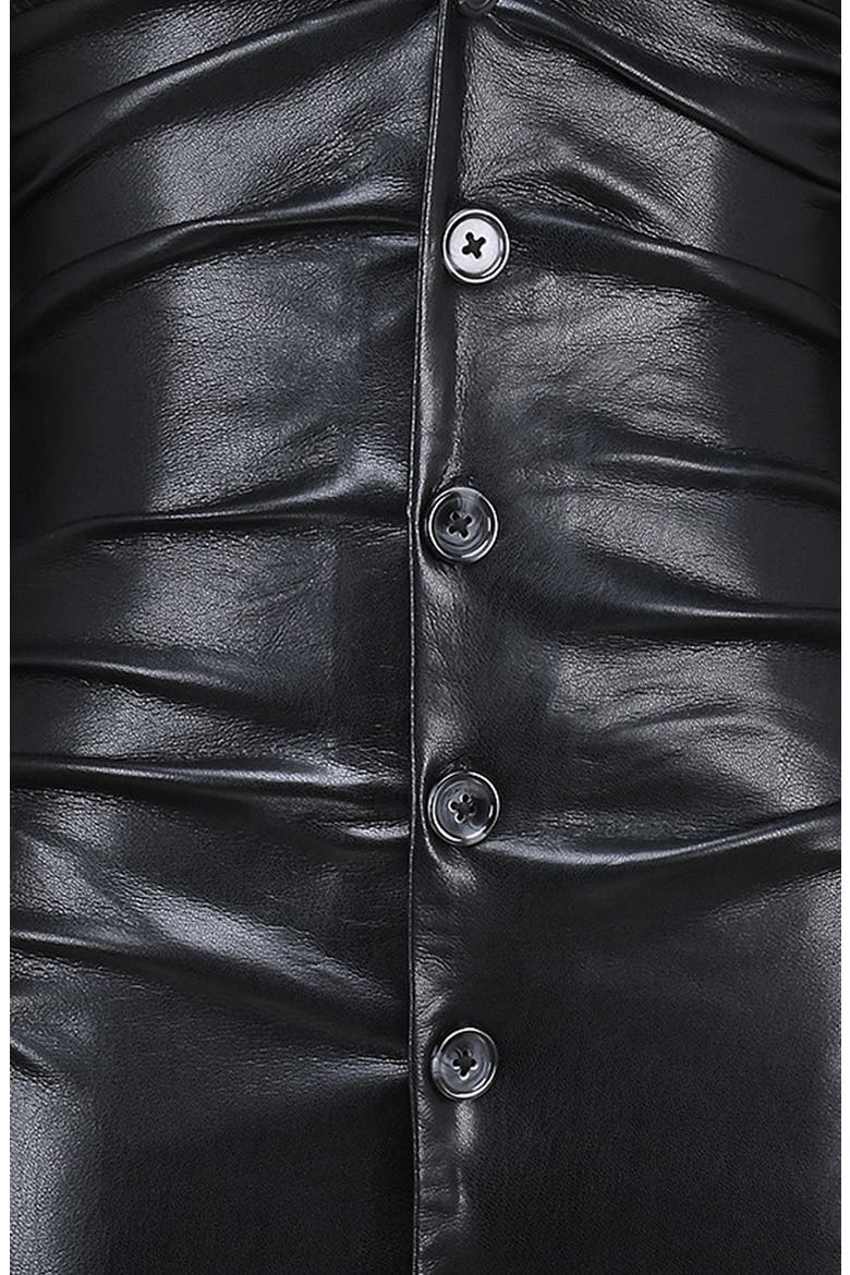Viola Long Sleeve Faux Leather Midi Dress, Alternate, color, BLACK