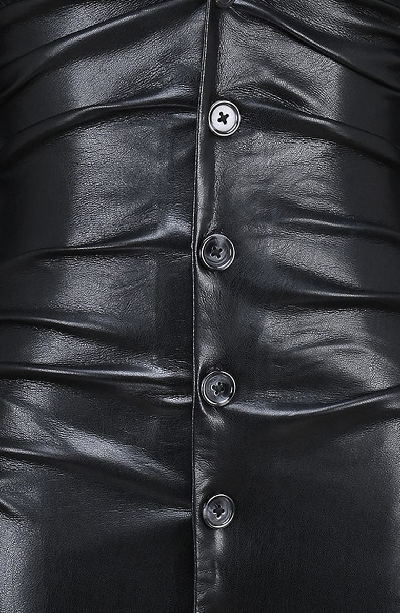 HOUSE OF CB Viola Long Sleeve Faux Leather Midi Dress, Alternate, color, Black