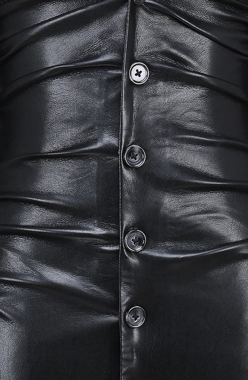 Shop House Of Cb Viola Long Sleeve Faux Leather Midi Dress In Black
