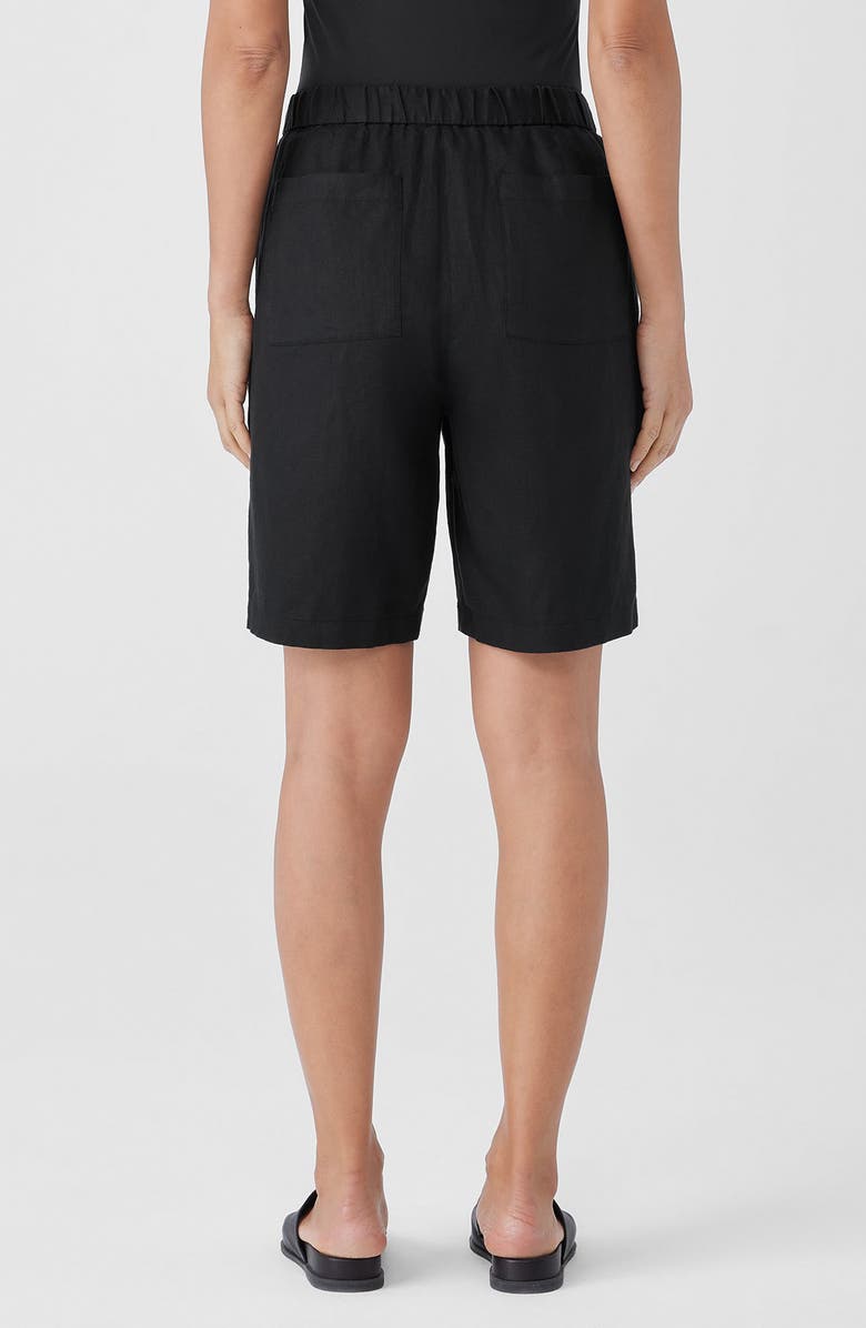 Eileen Fisher Organic Linen Shorts, Alternate, color, Black