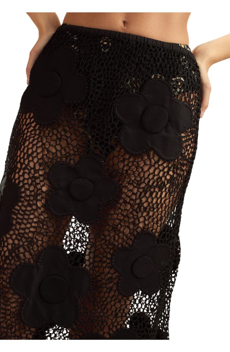 Cynthia Rowley Ibiza Crochet Skirt, Alternate, color, Black