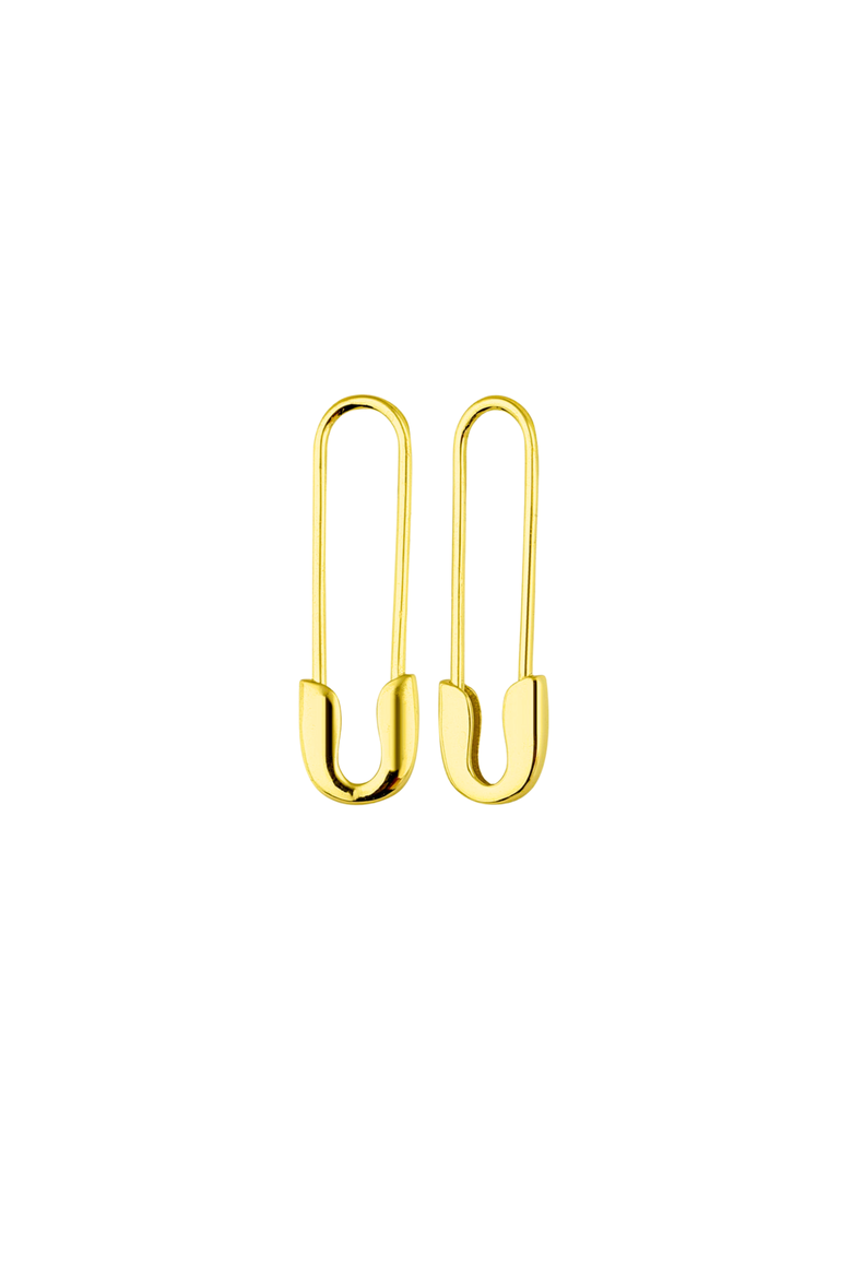 Sterling Silver Safety Pin Earring, Main, color, Gold