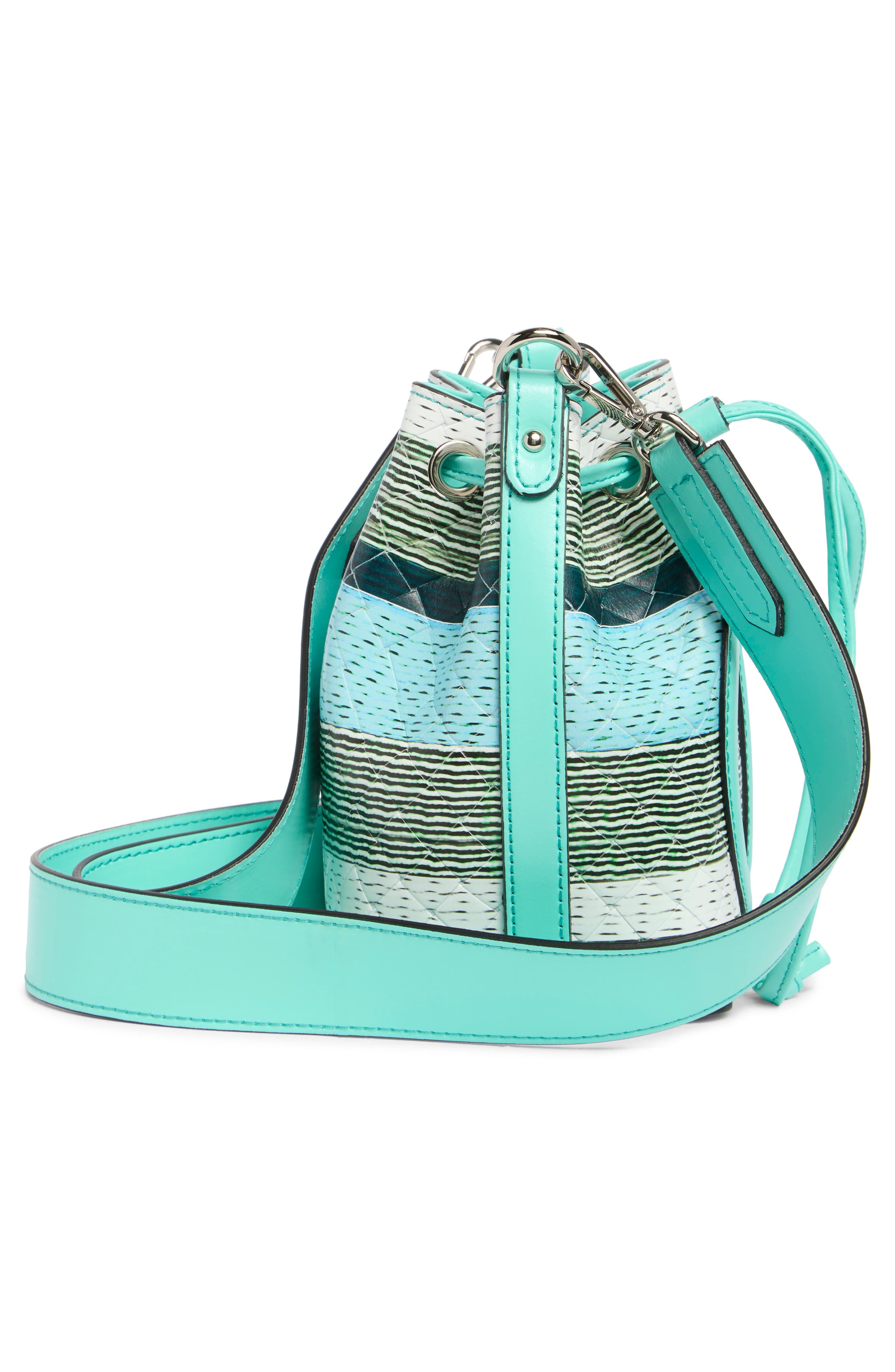 VALENTINO BY MARIO VALENTINO Jules Tresse Leather Bucket Bag, Alternate, color, Bermuda Green