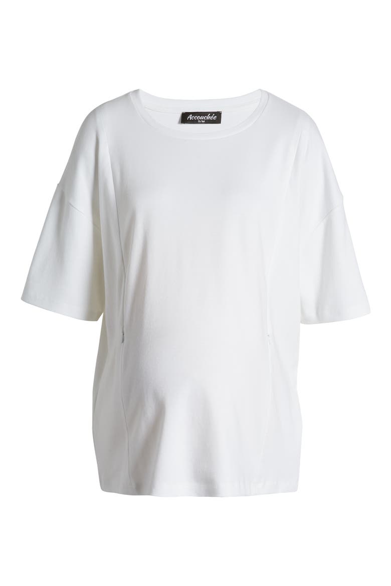 Anytime Anywhere Side Zip Maternity/Nursing T-Shirt, Alternate, color, WHITE